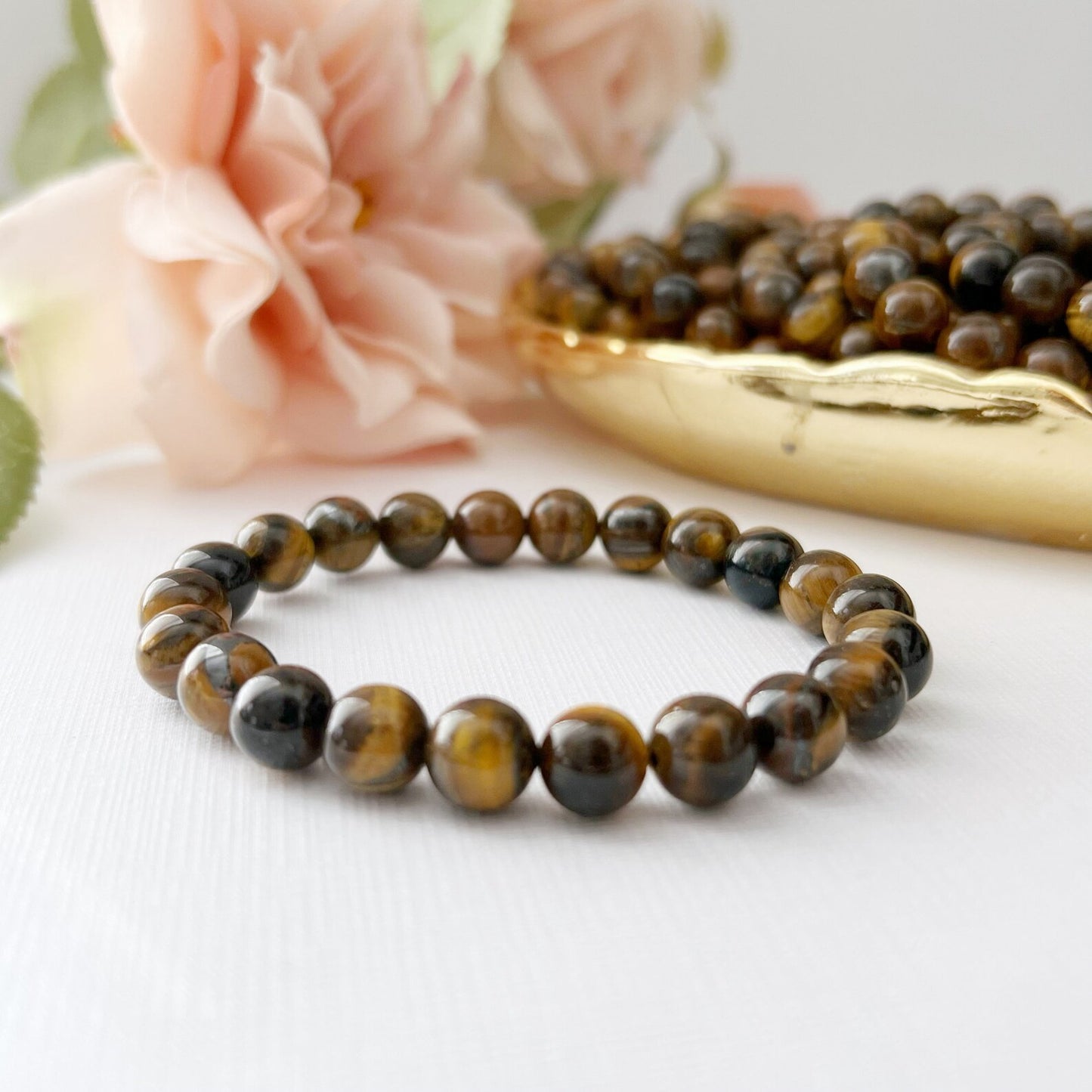 8mm Tiger Eye Beaded Bracelet