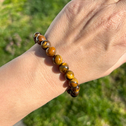 8mm Tiger Eye Beaded Bracelet