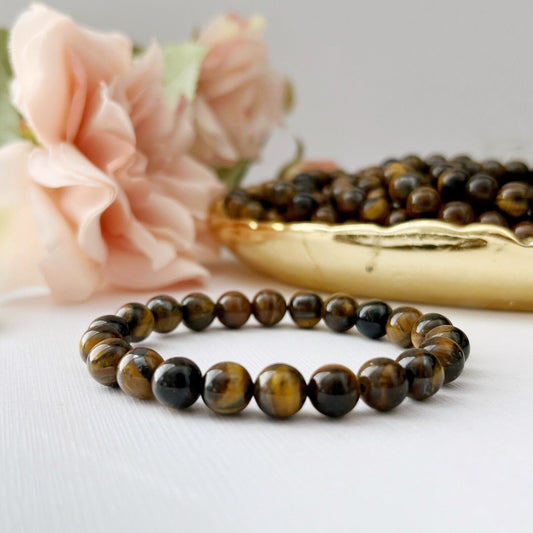 8mm Tiger Eye Beaded Bracelet