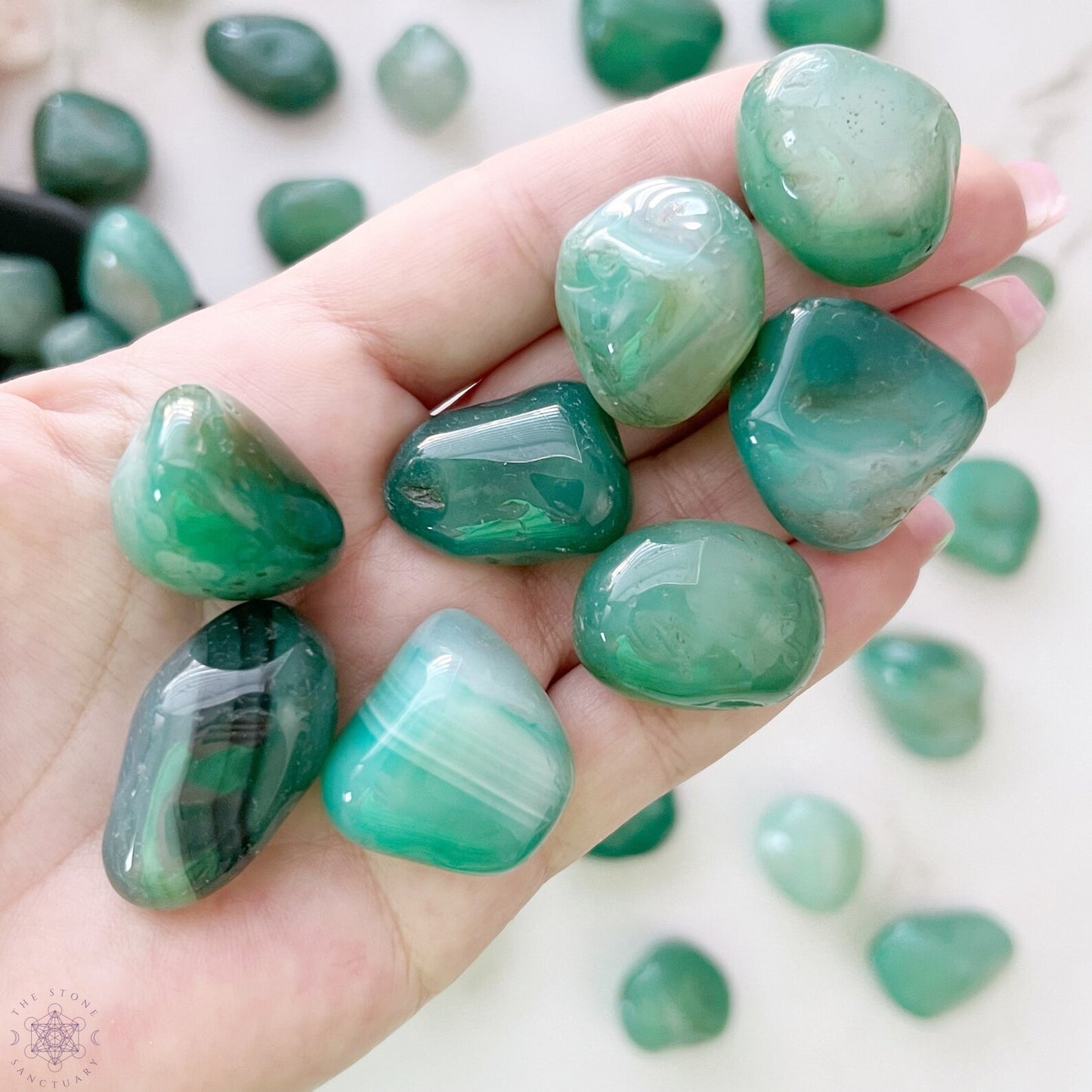 Green Agate Tumbled Stones