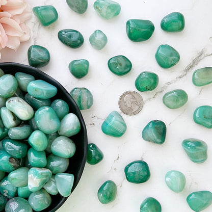 Green Agate Tumbled Stones