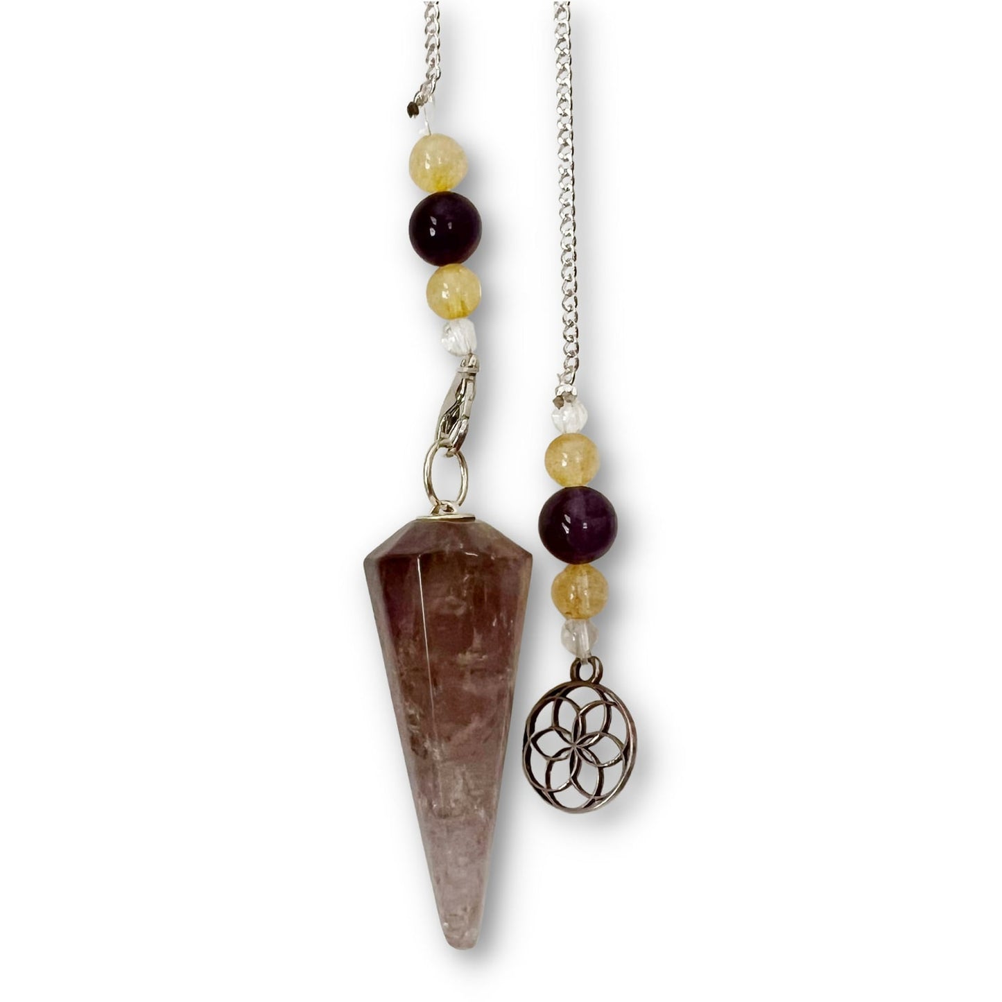 Super Seven Hexagonal Pendulum with Seed of Life Charm