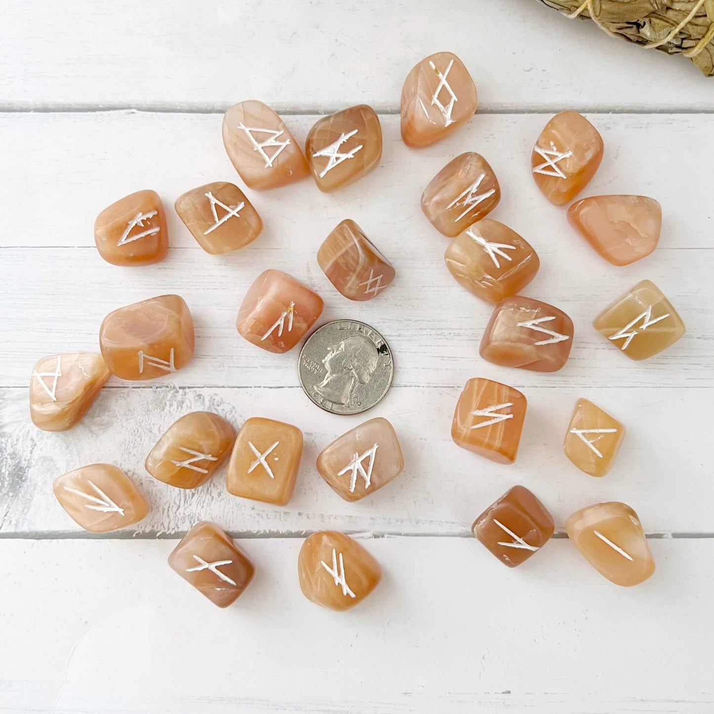 Multi Moonstone Elder Futhark Runes