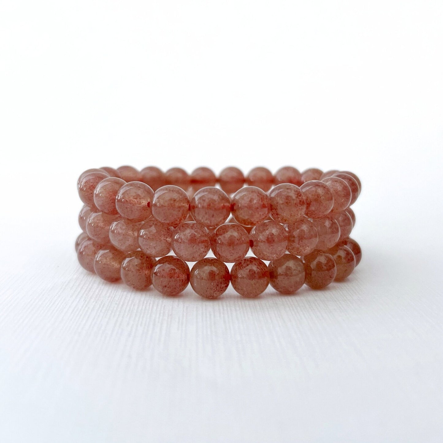 8mm Strawberry Quartz Beaded Bracelet