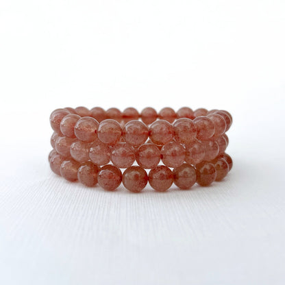 8mm Strawberry Quartz Beaded Bracelet