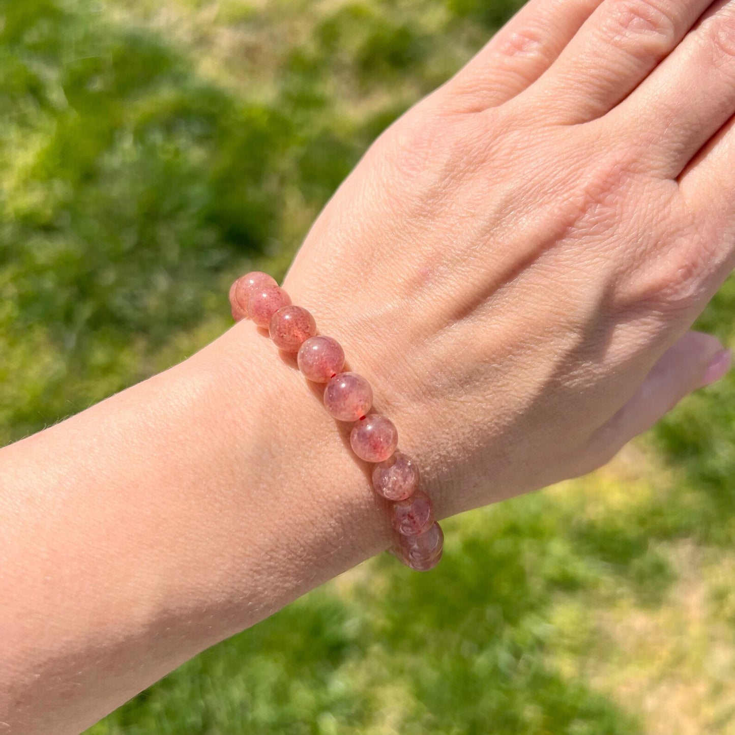 8mm Strawberry Quartz Beaded Bracelet