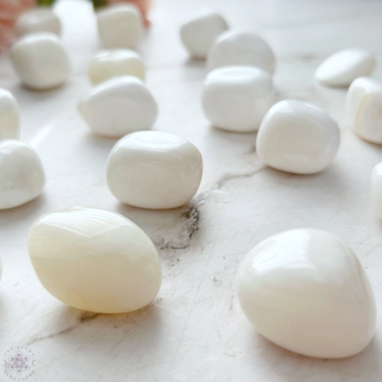 White Calcite Tumbled Stones