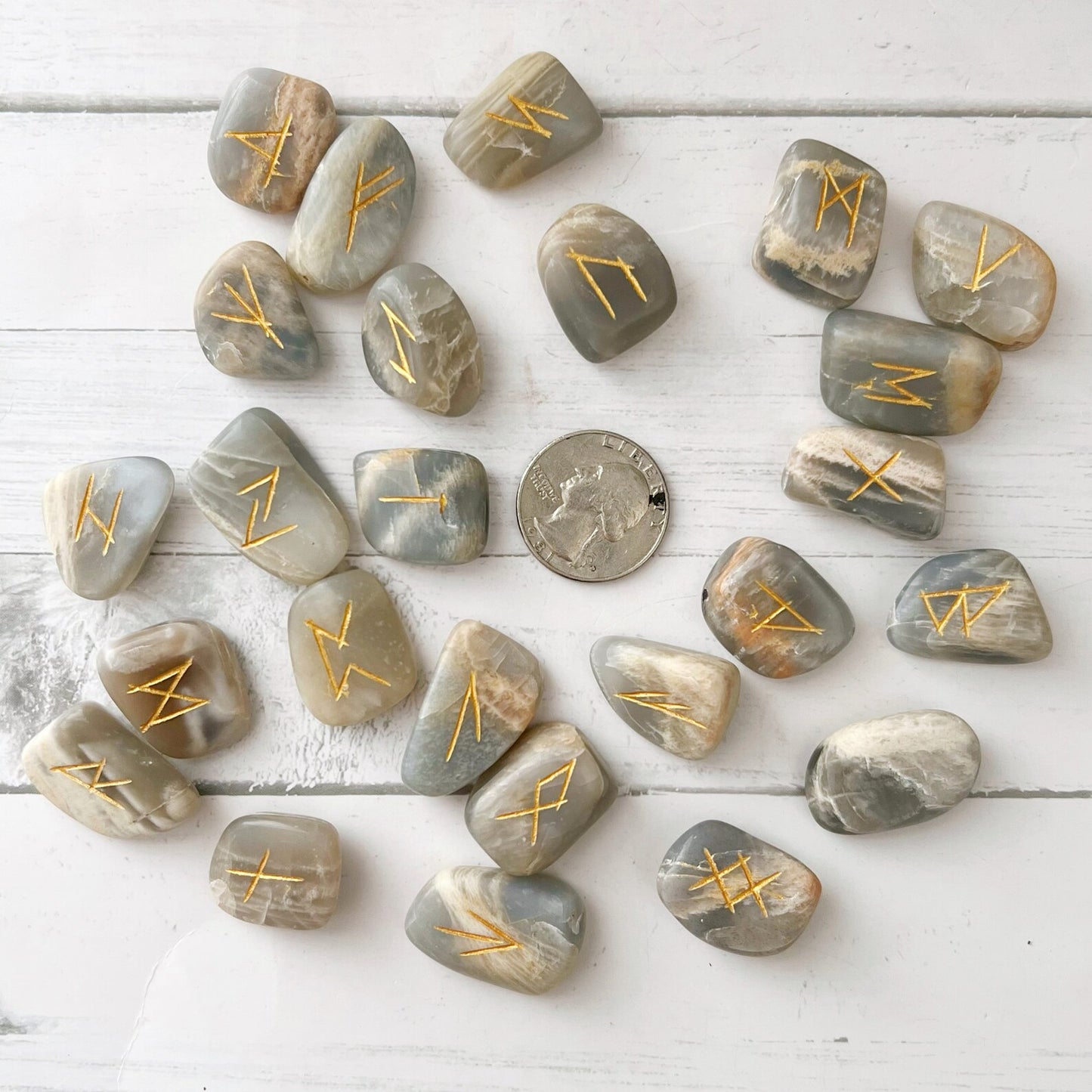 Black Moonstone Elder Futhark Runes