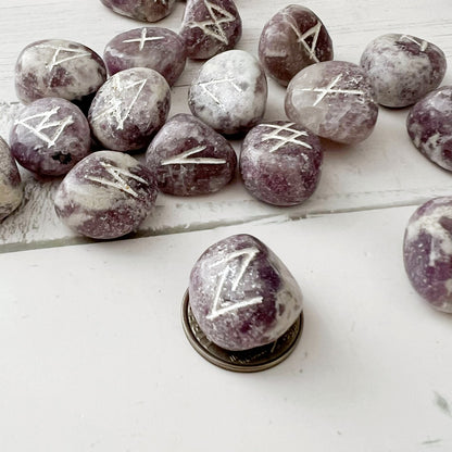 Lepidolite Elder Futhark Runes