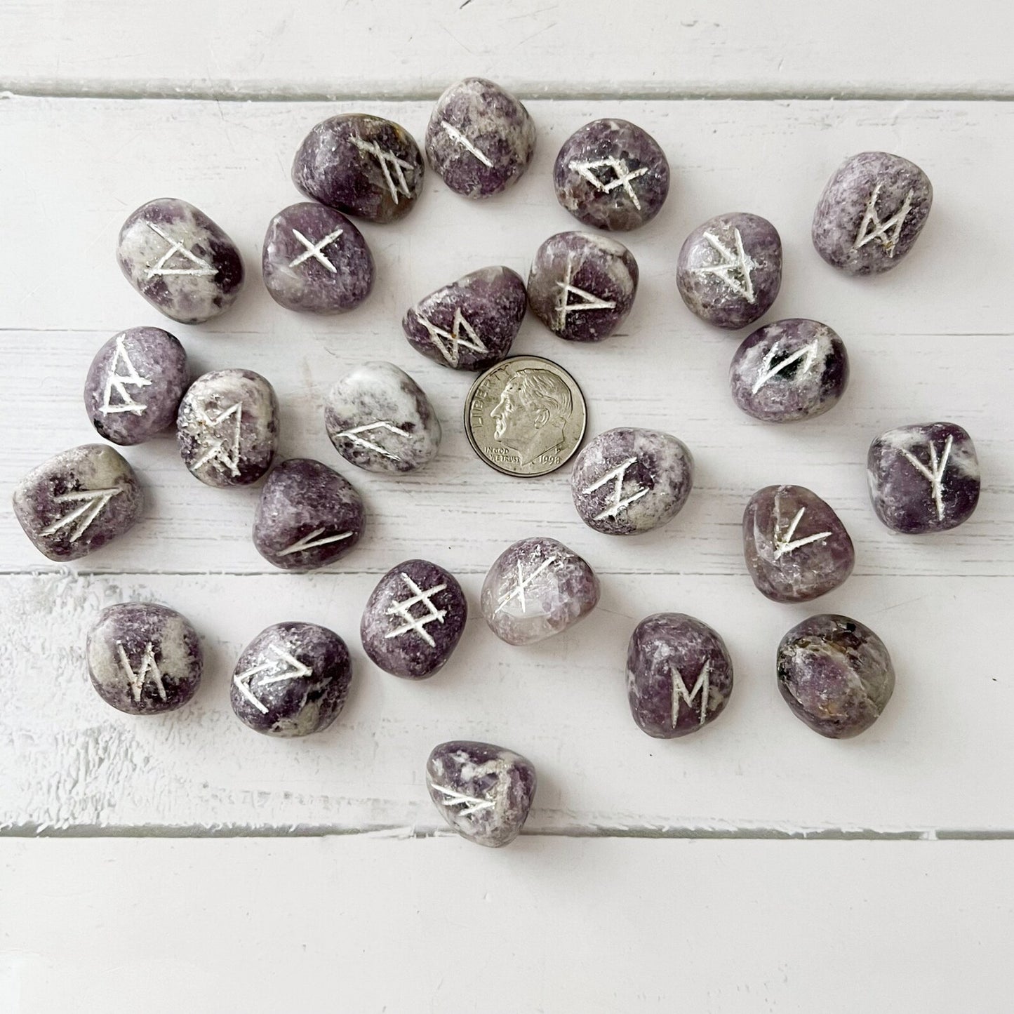 Lepidolite Elder Futhark Runes