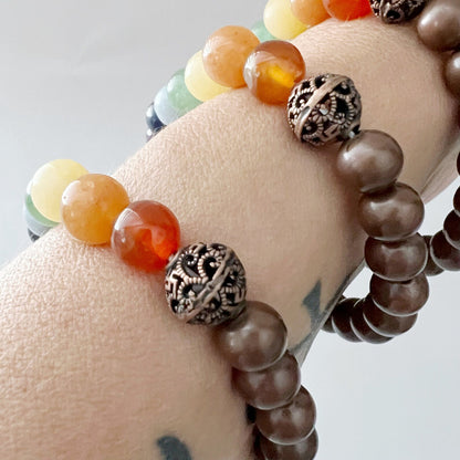 8mm Seven Chakra & Copper Beaded Bracelet