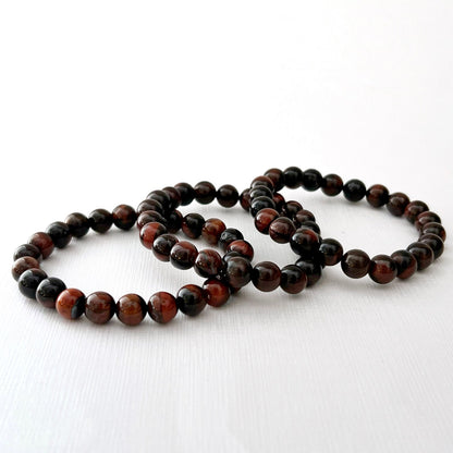 8mm Red Tiger Eye Beaded Bracelet