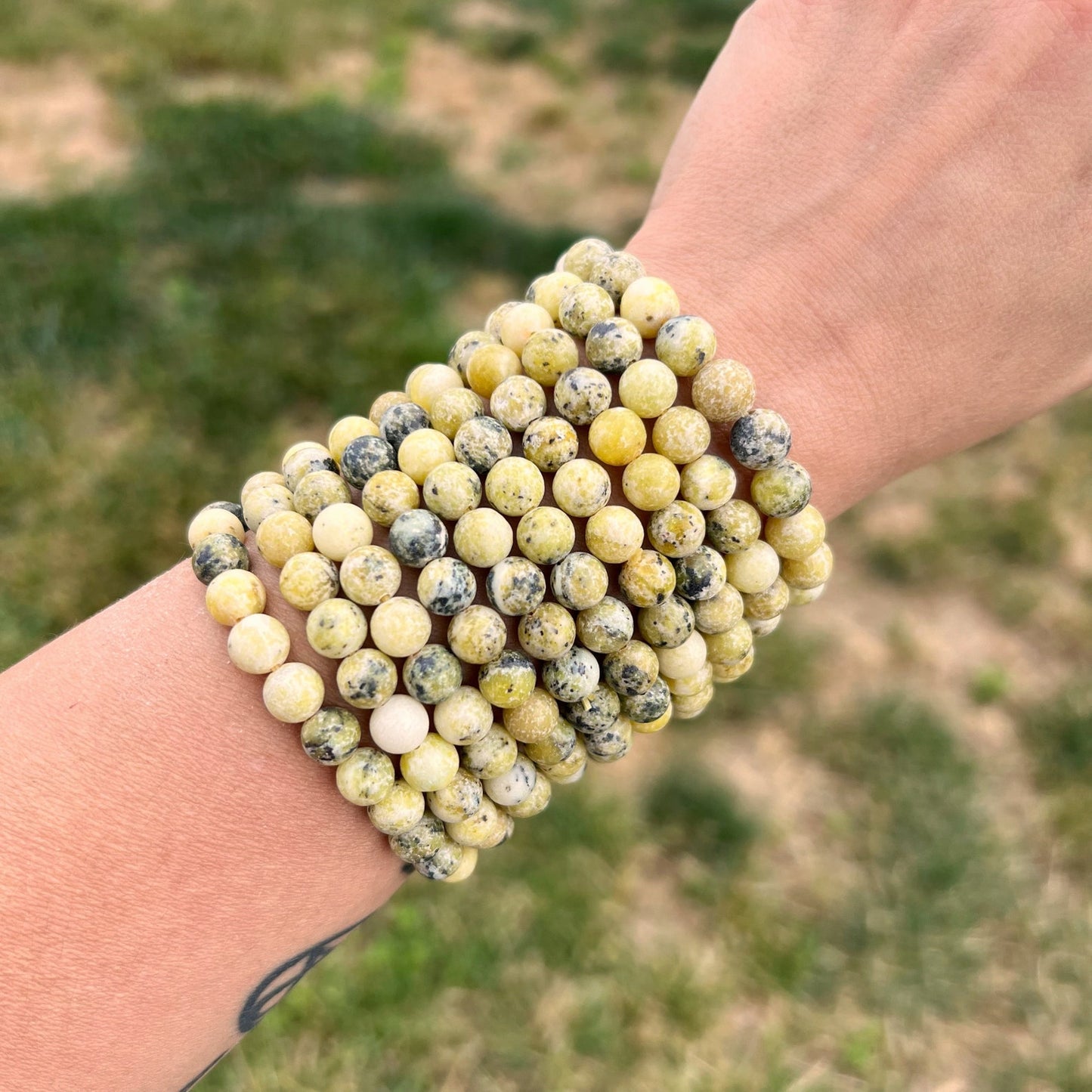 8mm Yellow Turquoise Beaded Bracelet