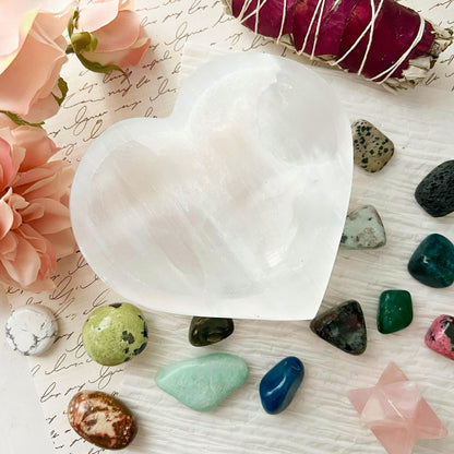 5" Selenite Heart Bowl