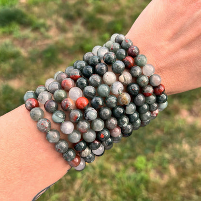 8mm Seftonite (African Bloodstone) Beaded Bracelet