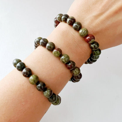 8mm Dragons Blood Jasper Beaded Bracelet