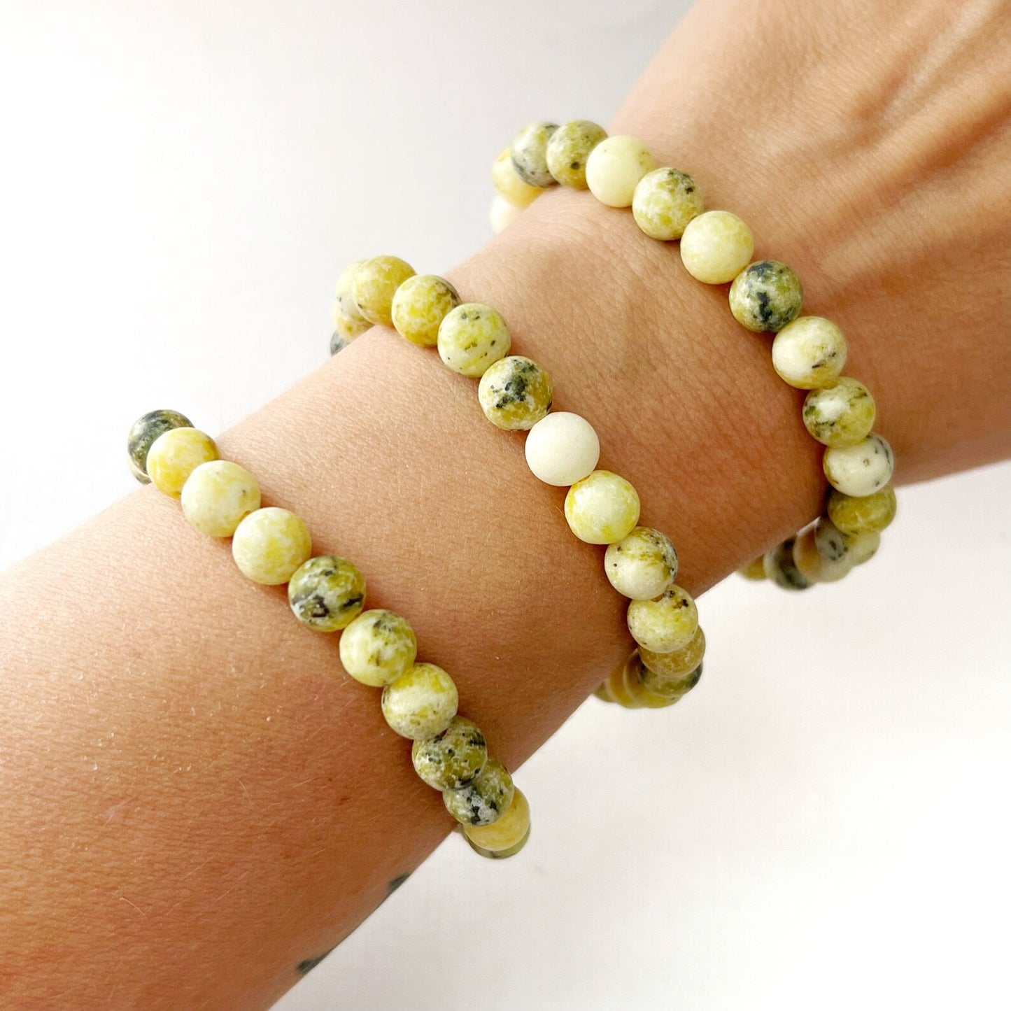 8mm Yellow Turquoise Beaded Bracelet