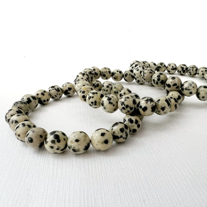 8mm Dalmatian Jasper Beaded Bracelet