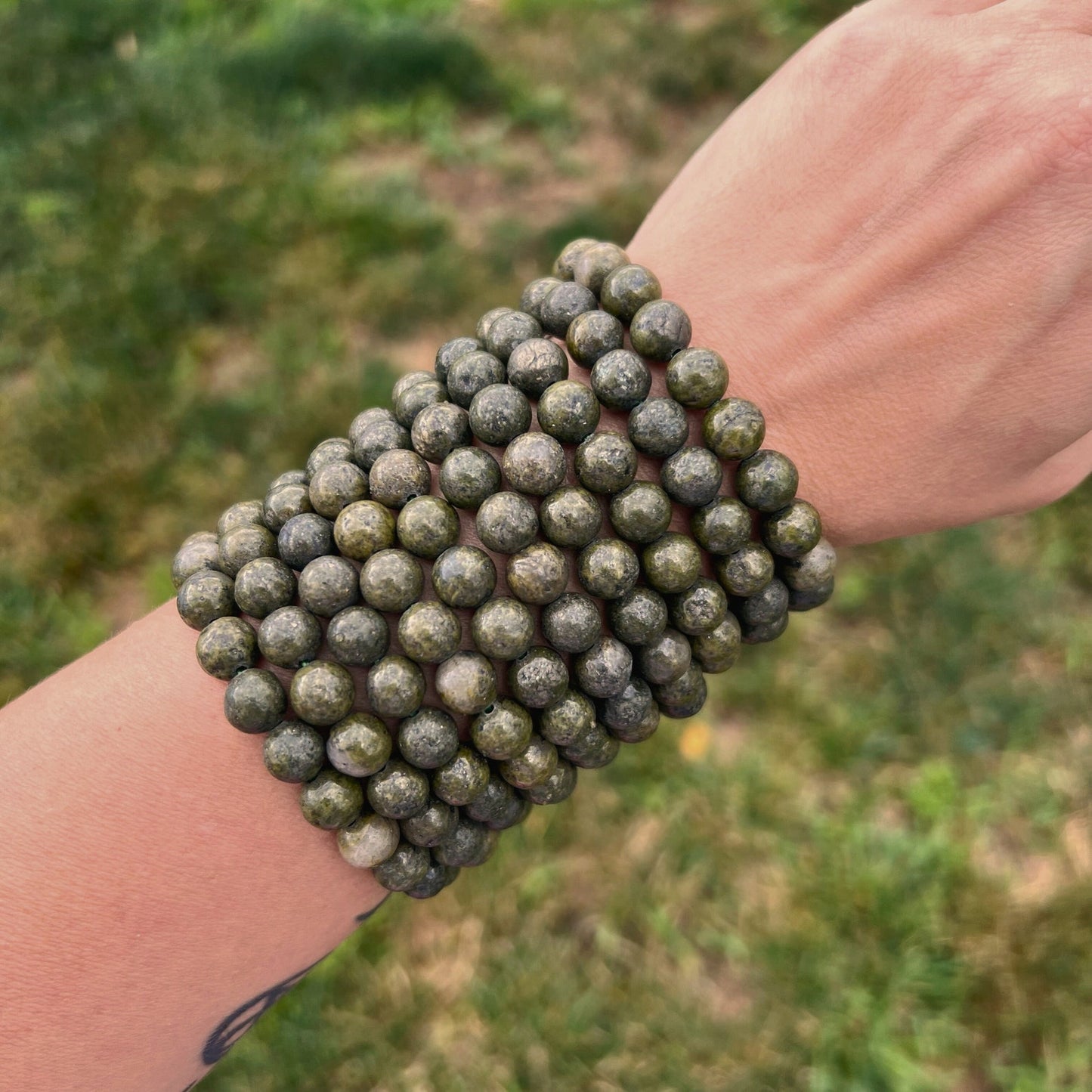 8mm Epidote Beaded Bracelet