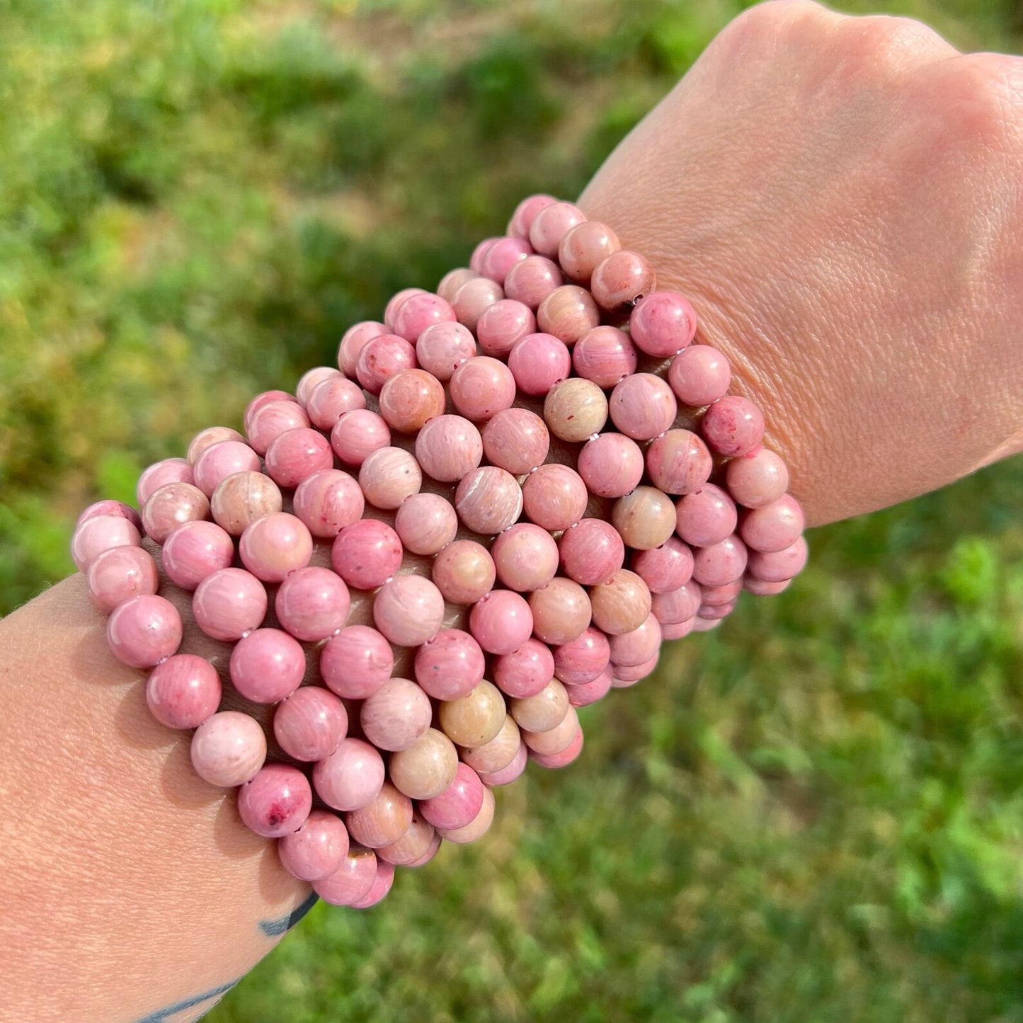 8mm Rhodonite Beaded Bracelet