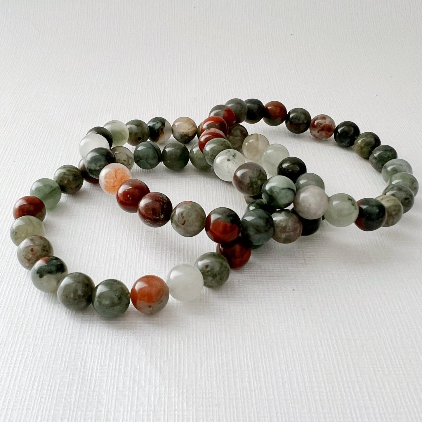 8mm Seftonite (African Bloodstone) Beaded Bracelet