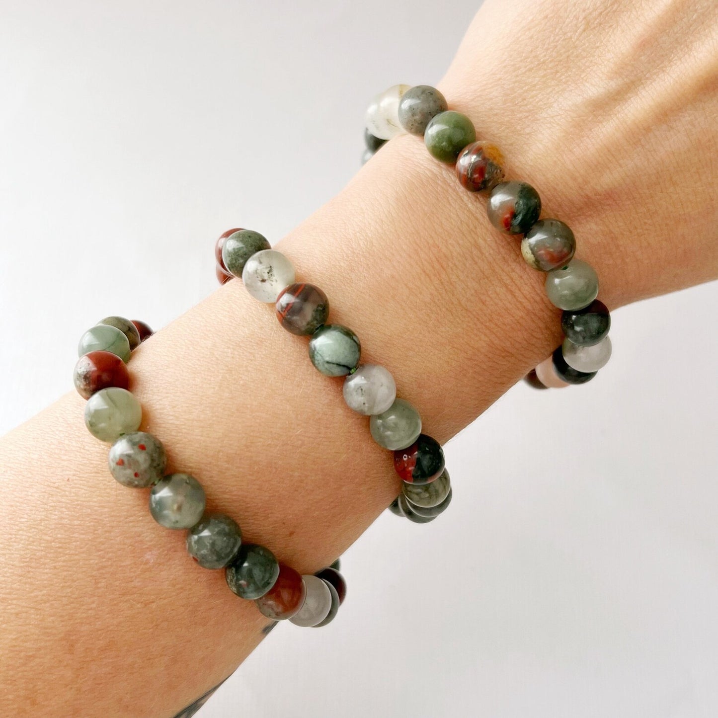 8mm Seftonite (African Bloodstone) Beaded Bracelet