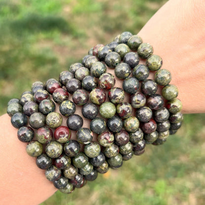 8mm Dragons Blood Jasper Beaded Bracelet