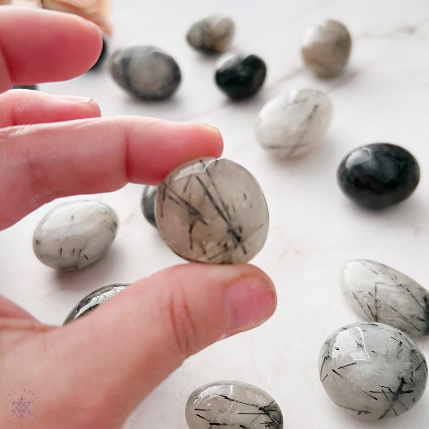 Black Rutilated Quartz Tumbled Stones