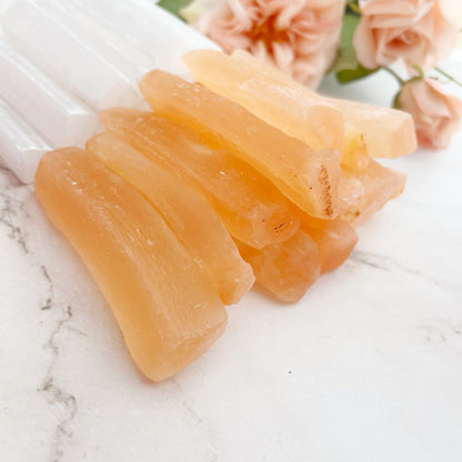 3" Raw Selenite Sticks - Orange or White