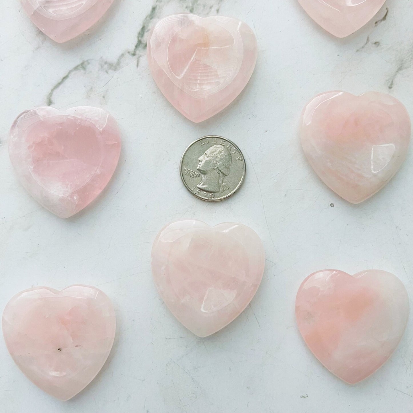 Rose Quartz Heart Shaped Worry Stones