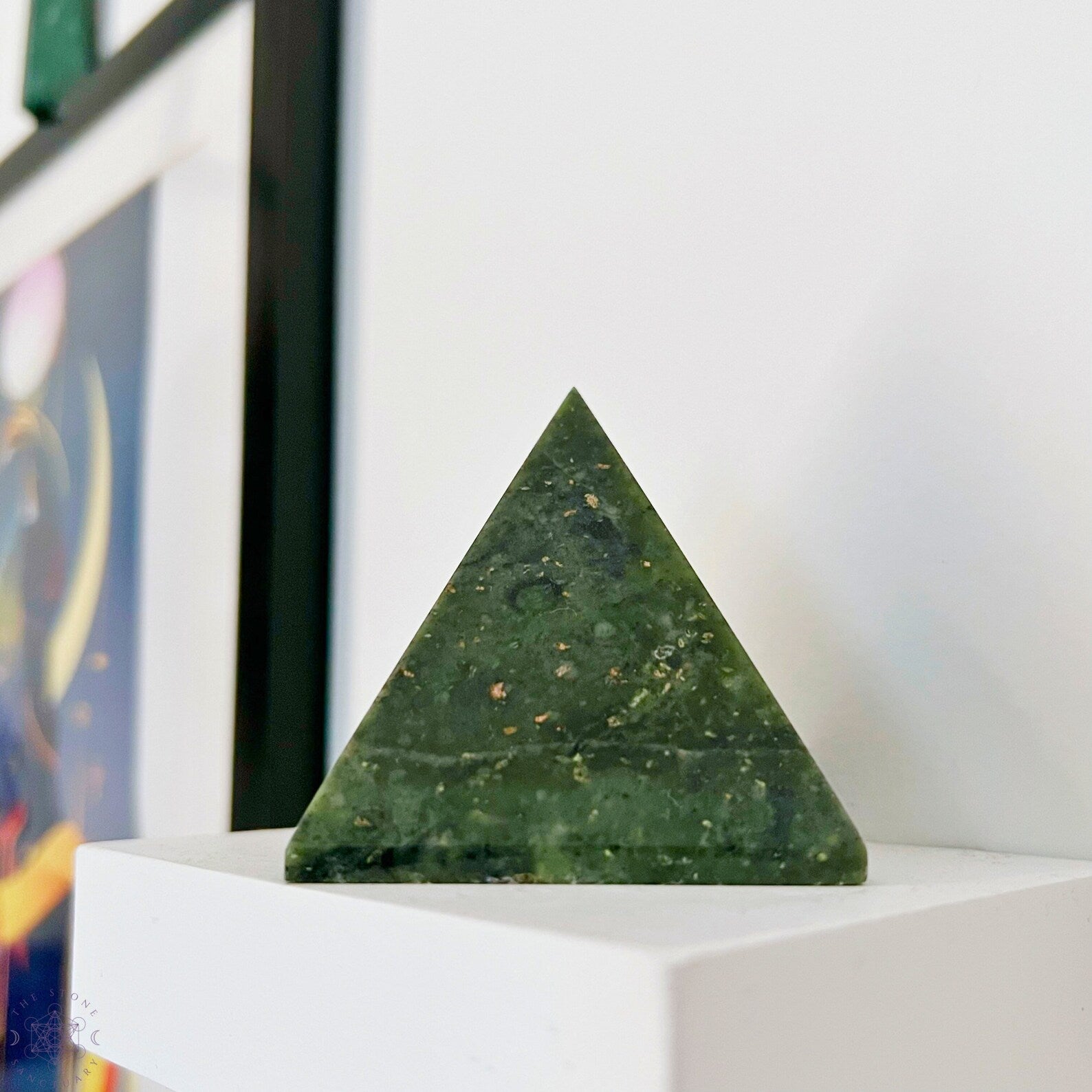 Green Jade Pyramid - 1.1 POUND Natural Nephrite Jade buy Pyramid - Green Nephrite Jade Freeform Pyramid