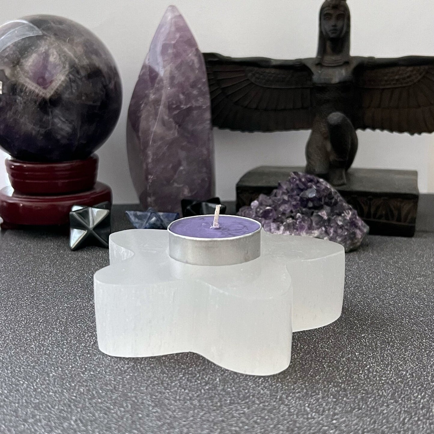 4" Selenite Star T-Light Holder