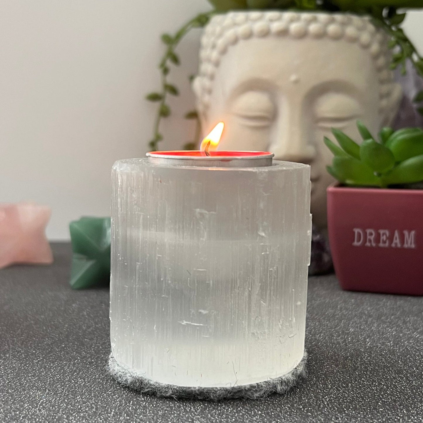 2.5" Selenite Cylinder T-Light Holder