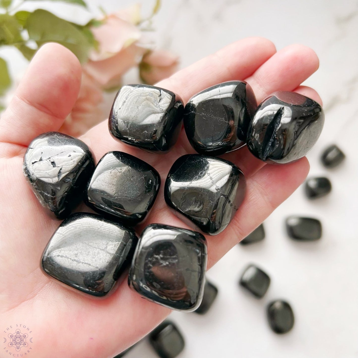 Jet Tumbled Stones