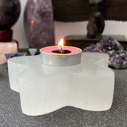 4" Selenite Star T-Light Holder