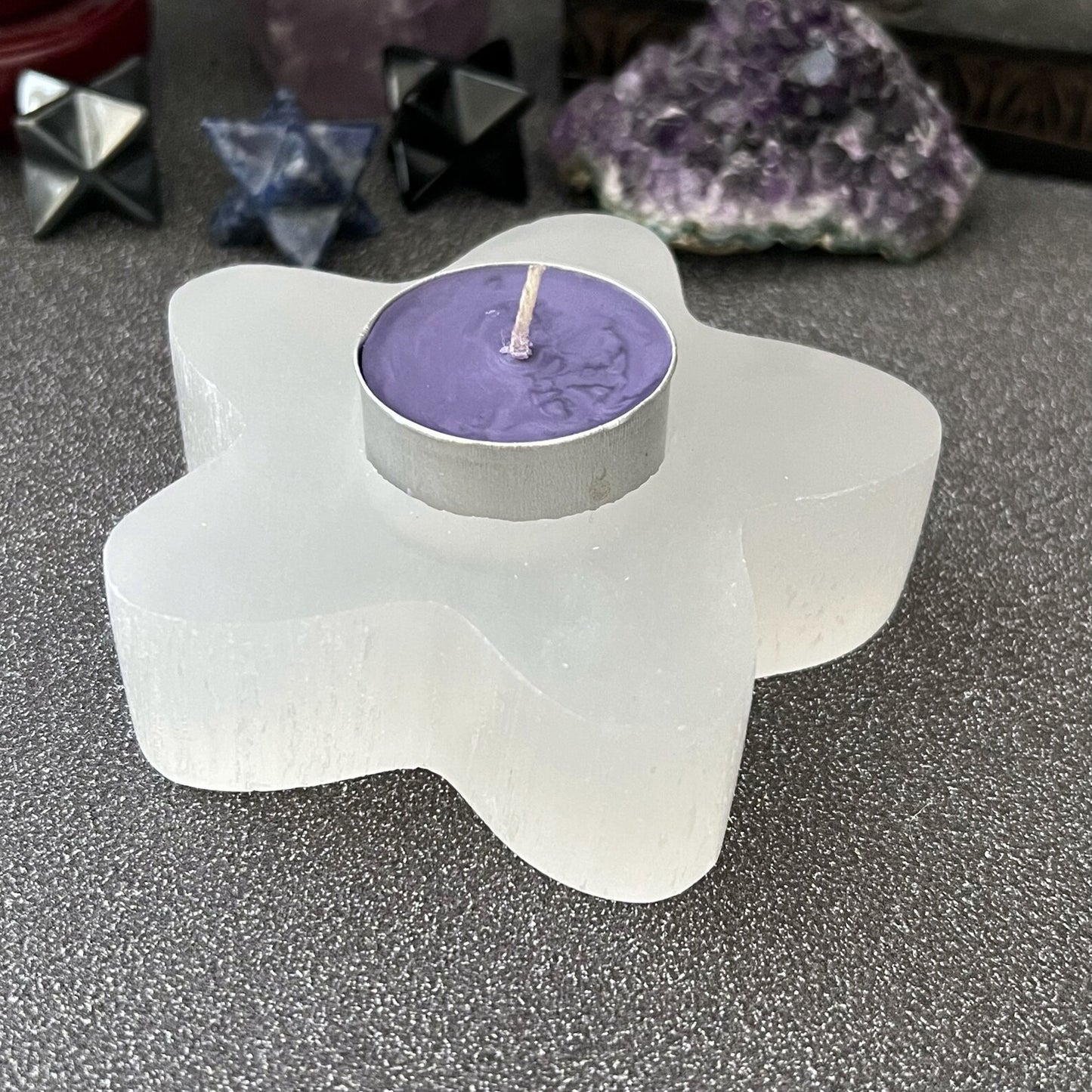 4" Selenite Star T-Light Holder