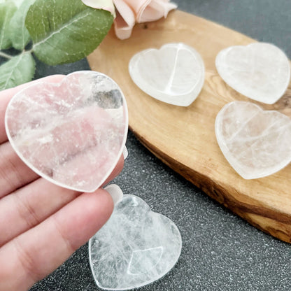 Clear Quartz Heart Shaped Worry Stones