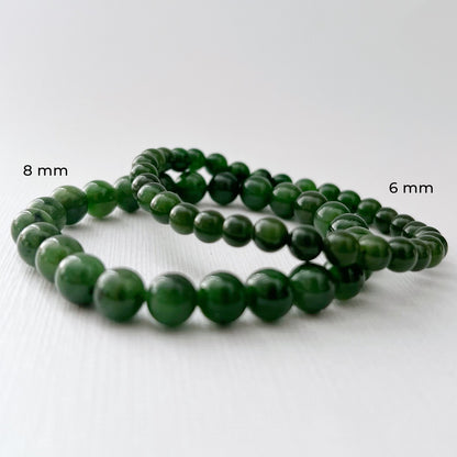 6-8mm Nephrite Jade Beaded Bracelet