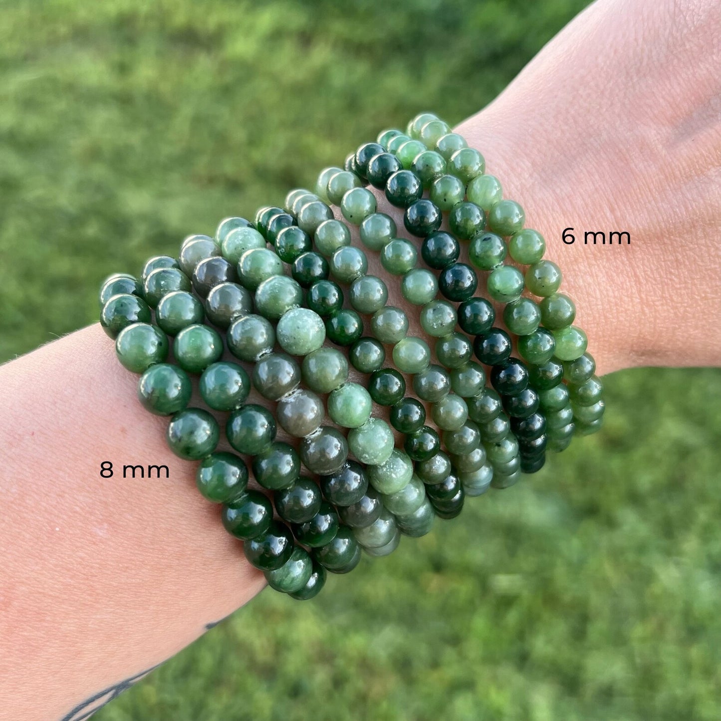 6-8mm Nephrite Jade Beaded Bracelet