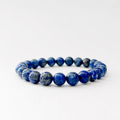 8mm Lapis Lazuli Beaded Bracelet