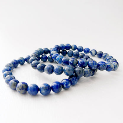 8mm Lapis Lazuli Beaded Bracelet