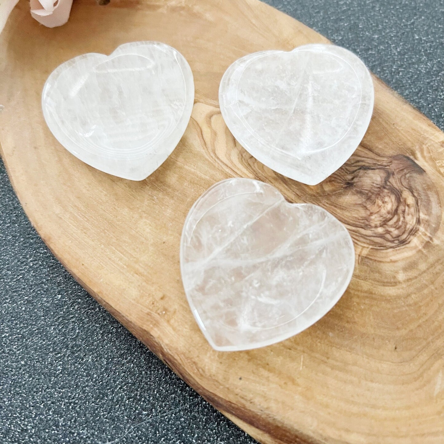 Clear Quartz Heart Shaped Worry Stones