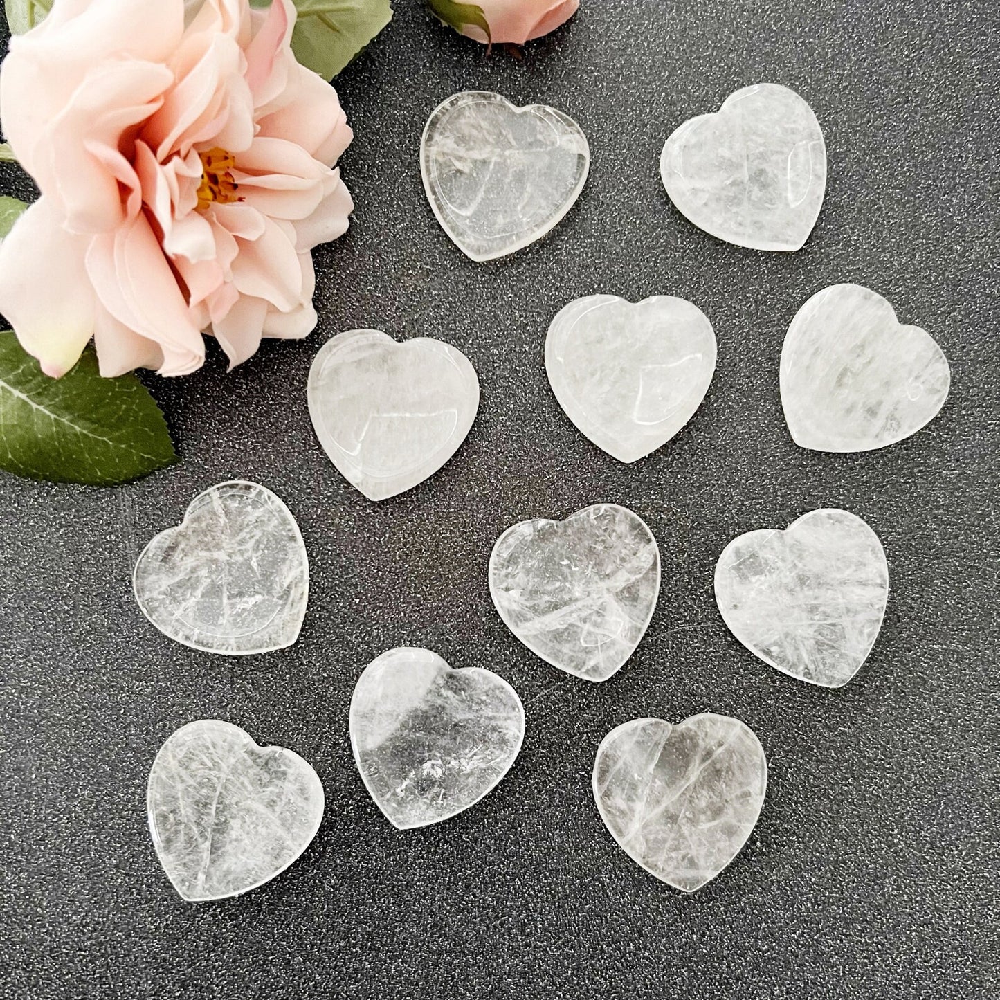 Clear Quartz Heart Shaped Worry Stones