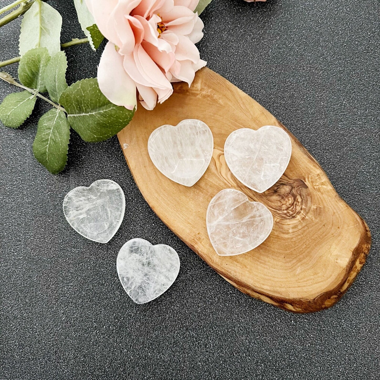 Clear Quartz Heart Shaped Worry Stones