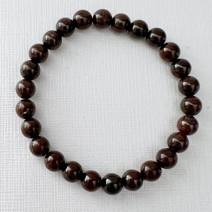 8mm Garnet Beaded Bracelet