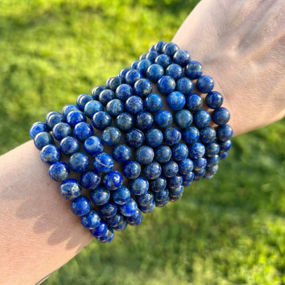 8mm Lapis Lazuli Beaded Bracelet