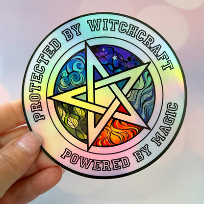 4" Holographic Protected by Witchcraft Sticker