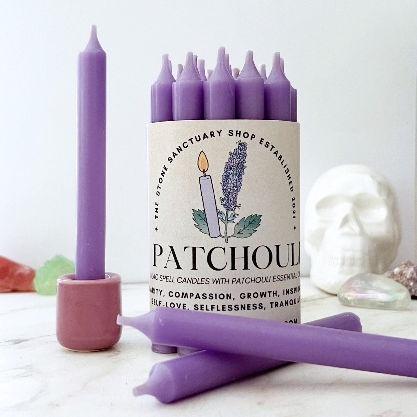 5" Patchouli Scented Light Purple Chime Candles