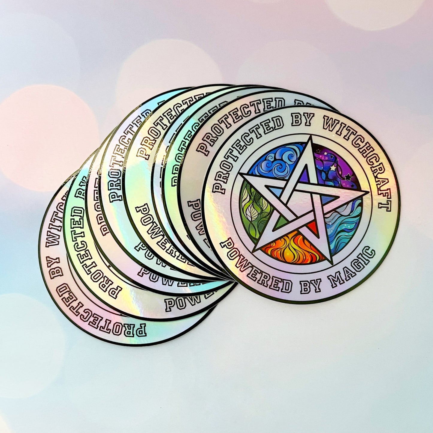 4" Holographic Protected by Witchcraft Sticker