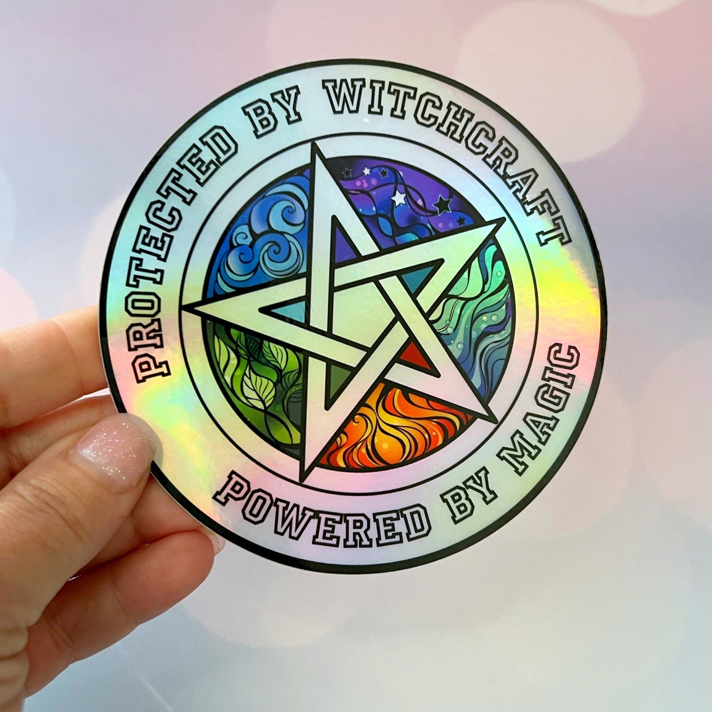 4" Holographic Protected by Witchcraft Sticker